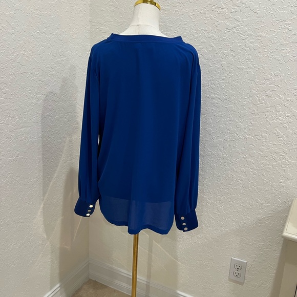 Karl Lagerfeld Royal Blue Blouse with Button Cuffs - Picture 3 of 5